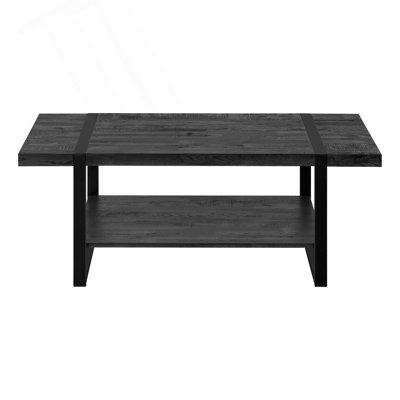 Contemporary Rectangular Coffee Table With Reclaimed Wood Look And Black Metal Legs