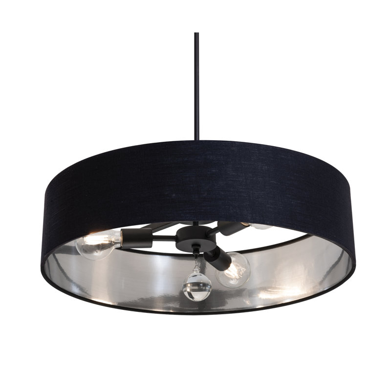 Luminaire suspendu simple à 3 lumières Woodvale, Noir / argent, Noir