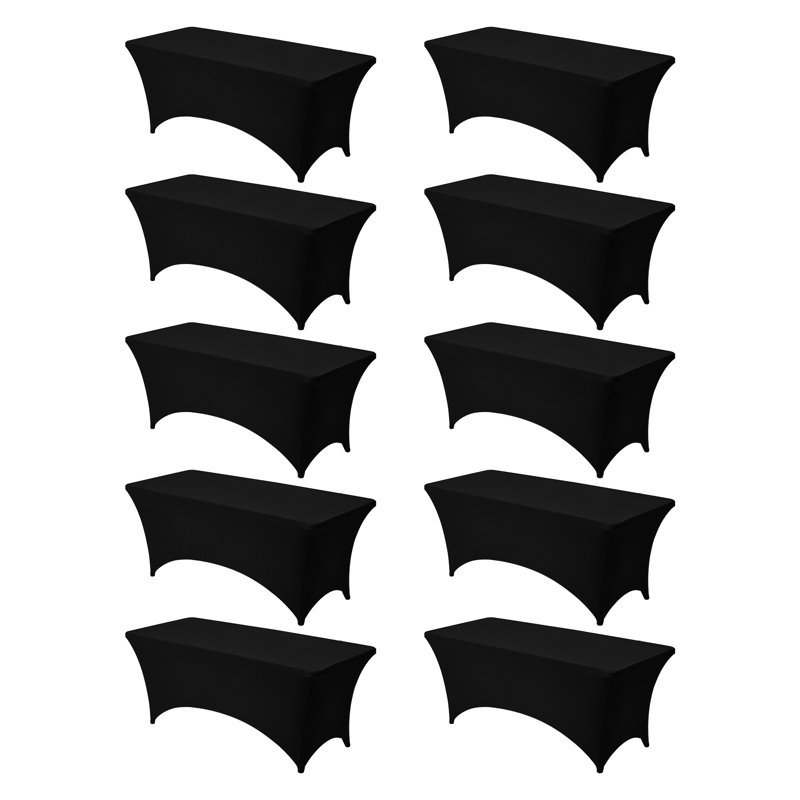 Nappe pour événements ajustés rectangulaires de 6 pi, housses de table extensibles noires infroissables, protecteur de nappe en spandex lavable, pour les fêtes, les mariages, les cocktails, les banquets et les fêtes