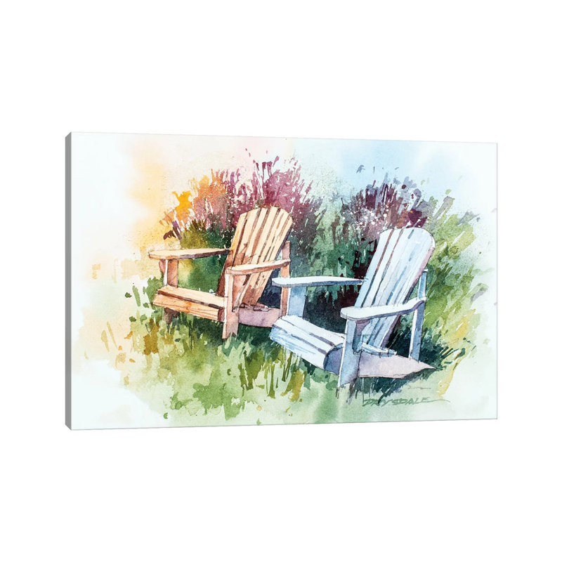 "Garden Chairs" par Bill Drysdale, reproduction d'art sur toile tendue, H 12 po x l 18 po x 1,5 po