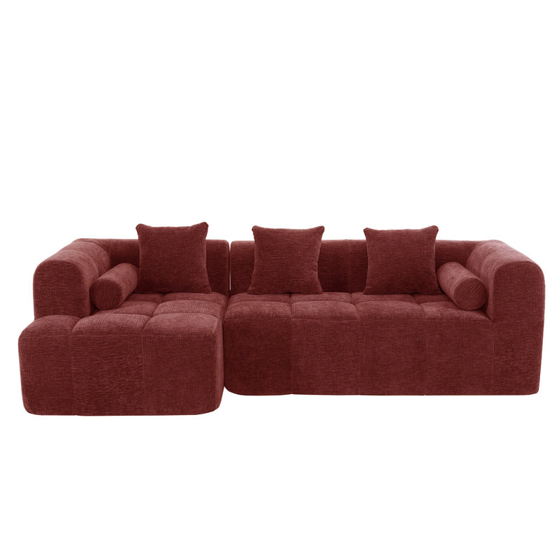 2 - Piece Upholstered Sectional, Red Chenille
