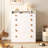 White 5-Drawer Changing Table with Fold-Down Top, Space-Saving Nursery Dresser and Baby Changing Station