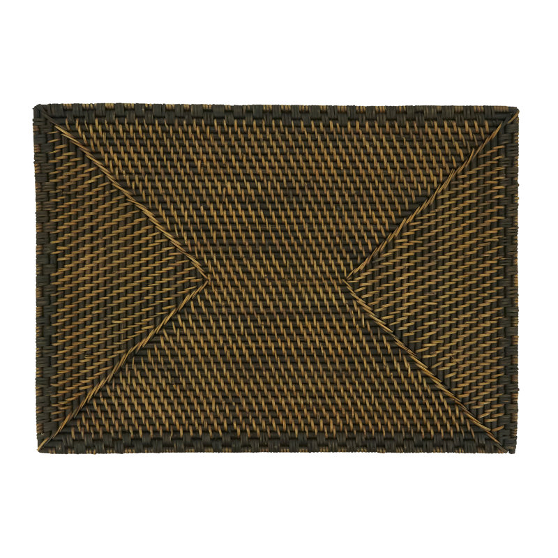 Brown Woven Rattan Rectangular Table Placemats Set of 4