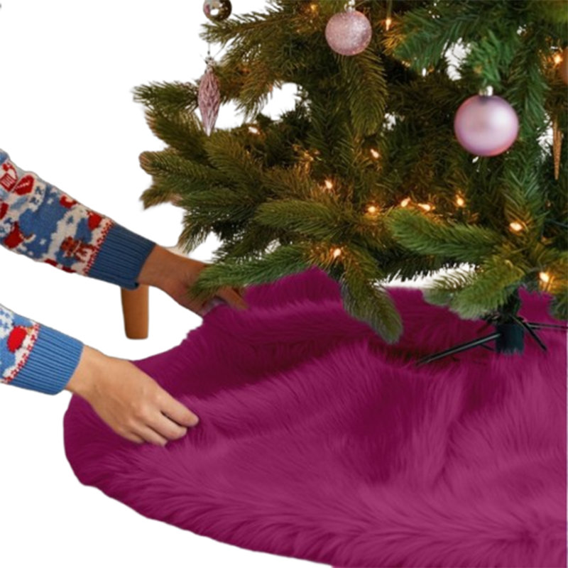 Jupe d'arbre en fausse fourrure avec bords arrondis Fabricla, L 48 po x L 48 po, Fuchsia