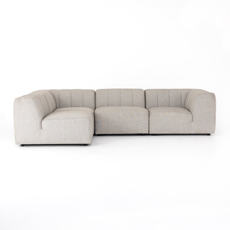 Canapé modulaire d'extérieur 4 pièces Nedra, Bois de frêne faye