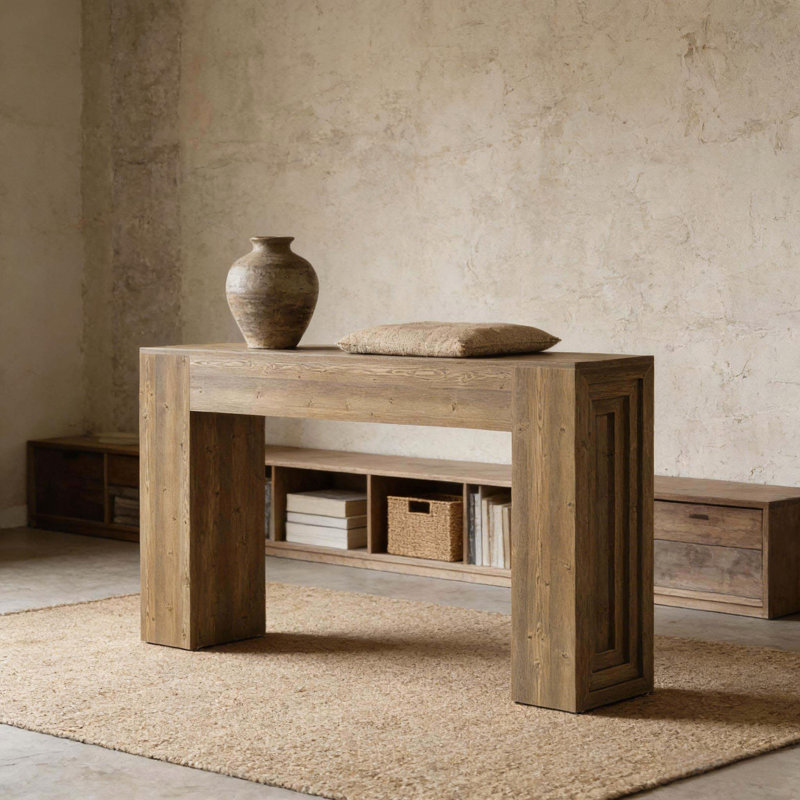 Grande table de couloir en bois de 63 pouces avec capacité de 300 lb