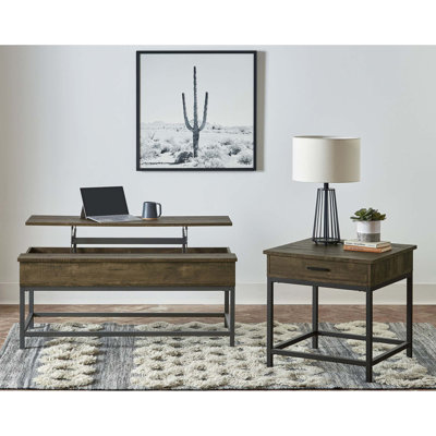 Ensemble de tables basses et de tables d'appoint polyvalentes 2 pièces avec plateau relevable
