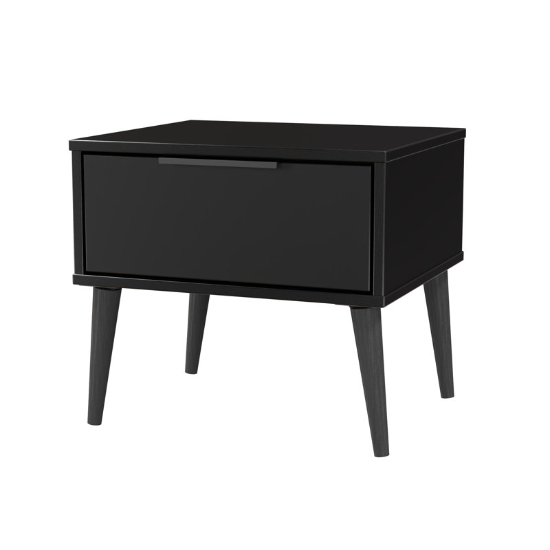 Solvay 45cm W Manufactured Wood Bedside Table, Black