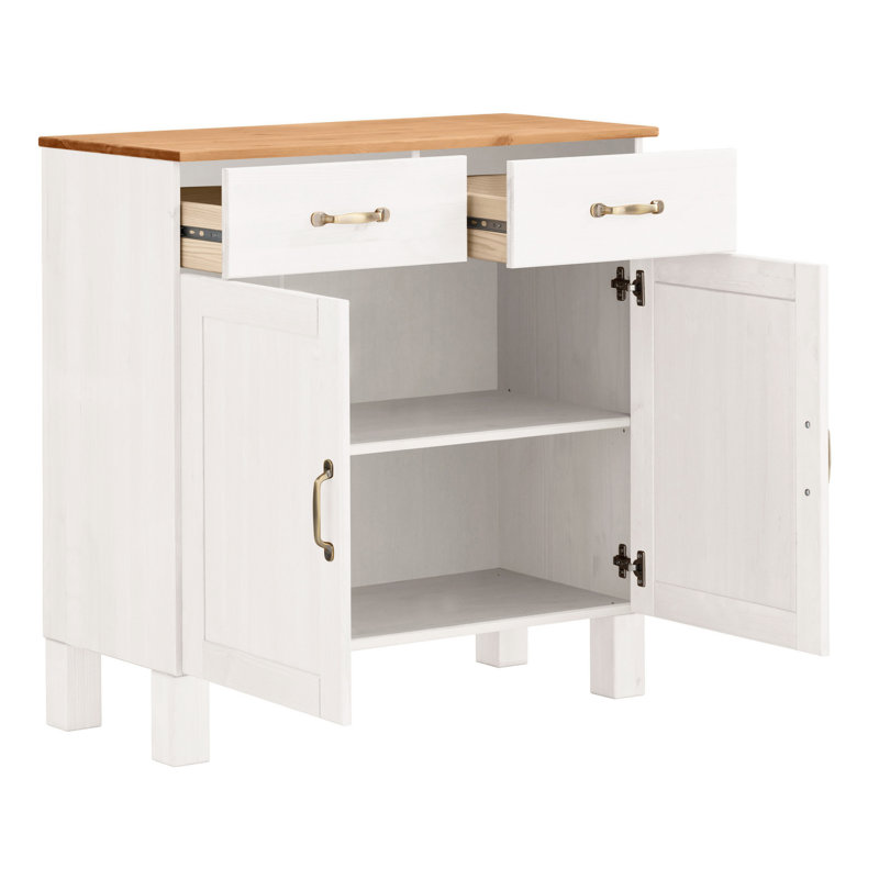 Flintwood 85cm Solid Wood Sideboard, White/Honey