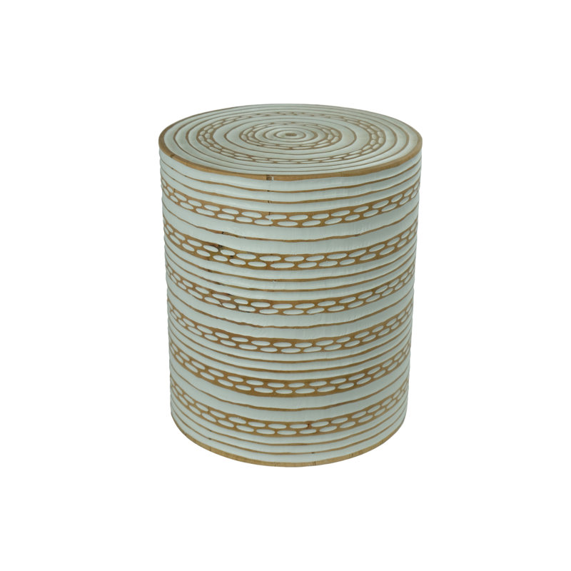 Mayne Solid Wood Accent Stool, White