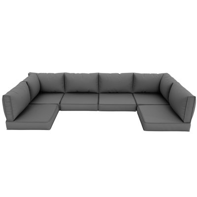 Coussin de 14 pièces pour l'extérieur et coussins modulaires d'extérieur résistants à l'eau pouvant accueillir un canapé / siège à 6 places en rotin (incluant une mousse à haute densité de 4 po)