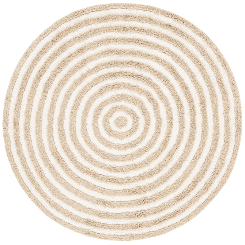 Tapis d'intérieur lavable à la machine en coton recyclé touffeté à la main 229 Easy Care, Rond 6 pi