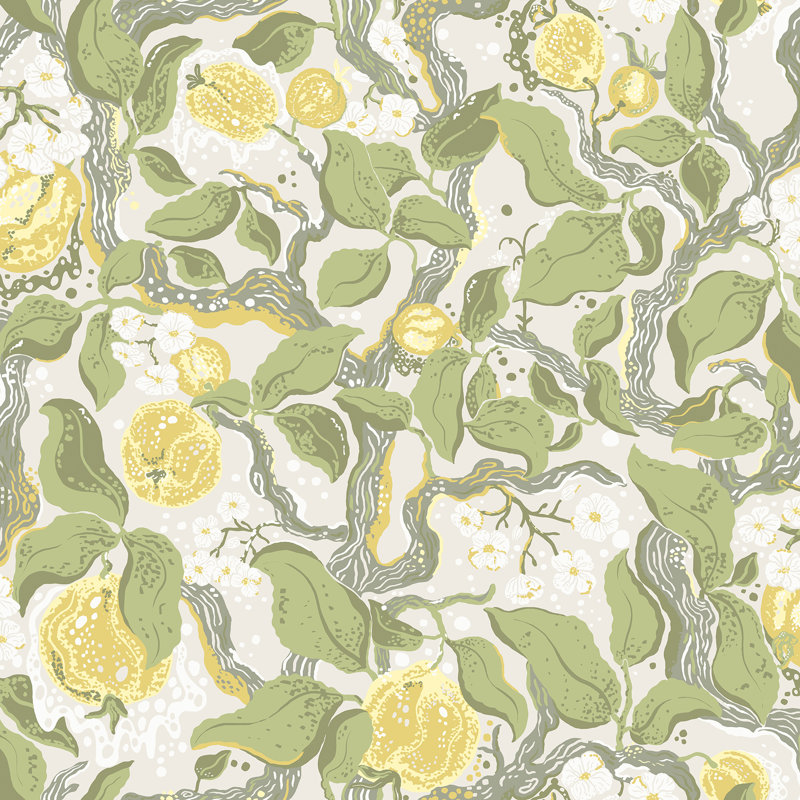 Wallpaper Double Roll, Gray/Yellow