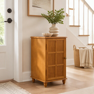 Mid Century Modern Floor Cabinet, Towel Cabinet, Retro Storage Cabinet with Doors & Adjustable Shelf, Accent Console Table for Entryway Hallway Living Room Kitchen Bathroom Garage