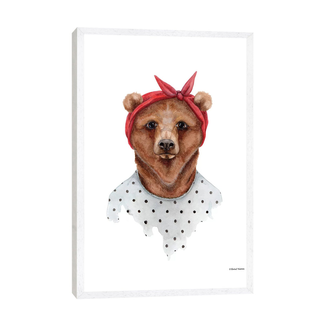 Bear In Bandana von Rachel Nieman - Galerie-verpackte Leinwand Giclée