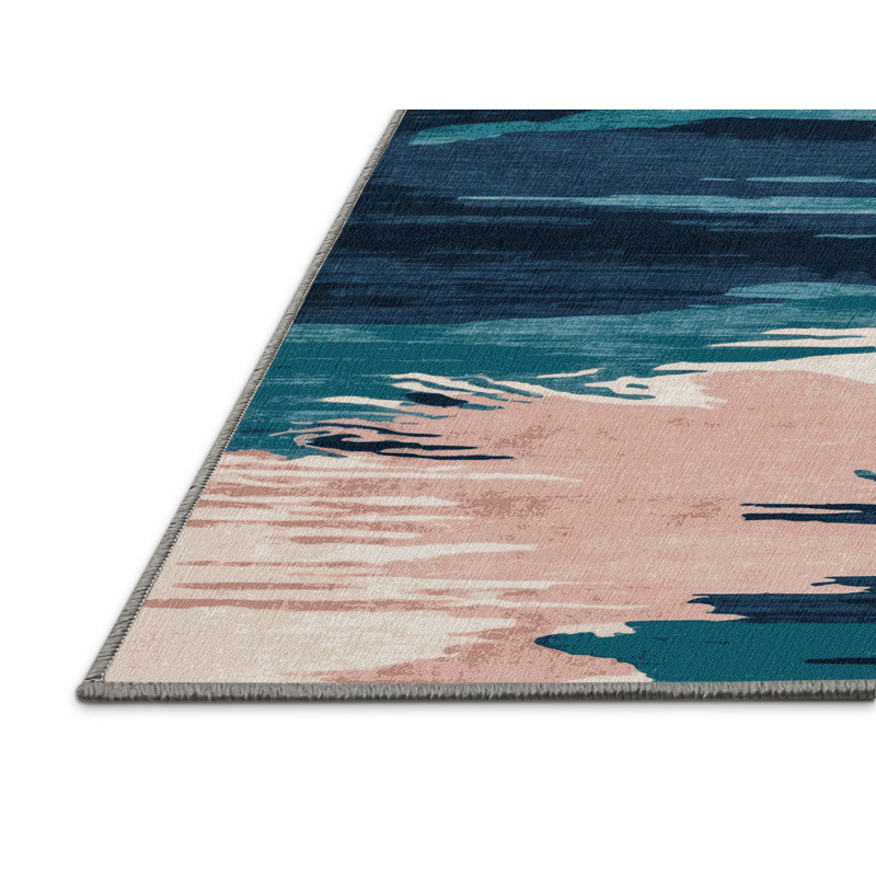 Tapis gris aquarelle lavable à la machine, Rectangulaire 2 pi x 3 pi