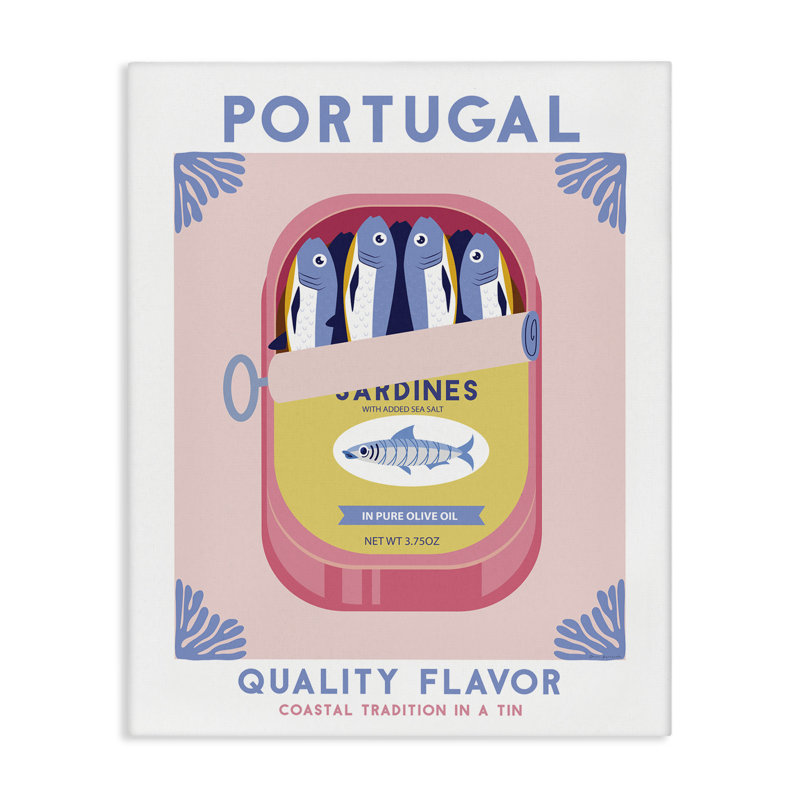  Art mural sur toile "Portugal sardine can" par Omar Escalante, H 40 po x l 30 po