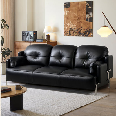 2025 New Black Straight 3-Seater Living Sofa