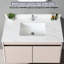 Plateau de meuble-lavabo 43 po - Pierre frittée blanche avec évier central moyen et dosseret de 4 po