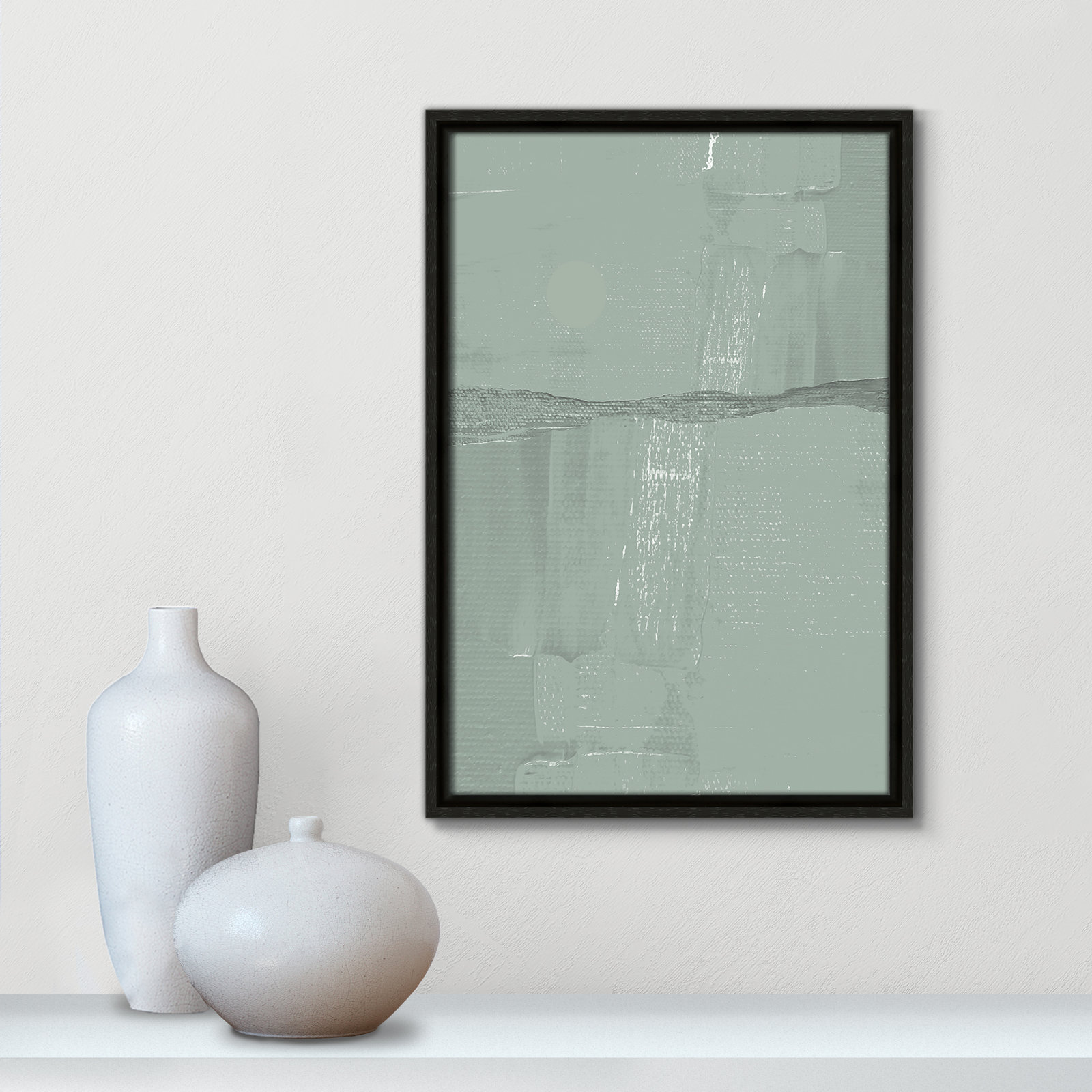 Attica "Sage Abstract" Print, 19.5" H x 13.5" W x 2" D, Espresso