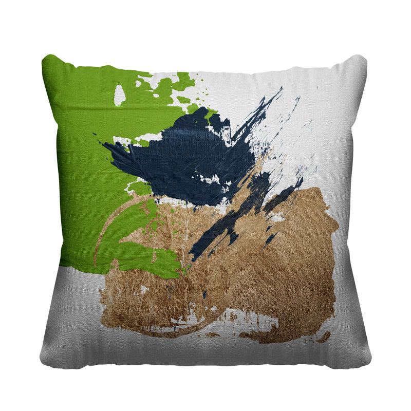 Coussin décoratif intérieur / extérieur Lexington Avenue, L 19 po x H 19 po, Chartreuse / or / blanc