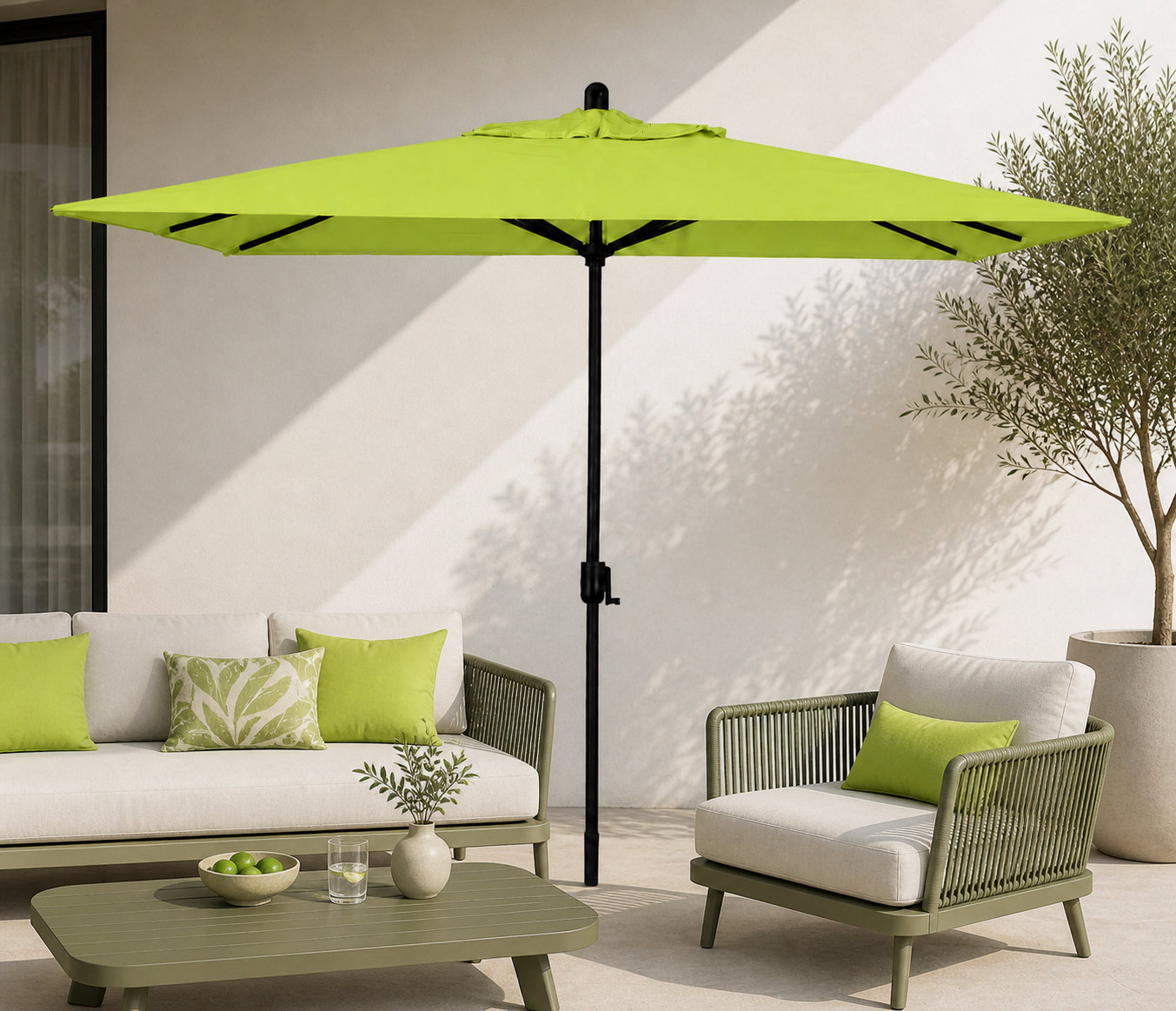 Olivier 9.7' Umbrella, Black Sapphire, Canvas Macaw Sunbrella® Canvas