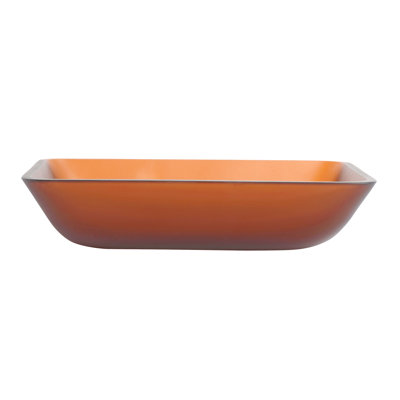COUOKO 18" x 13'' Orange Glass Rectangular Vessel Bathroom Sink