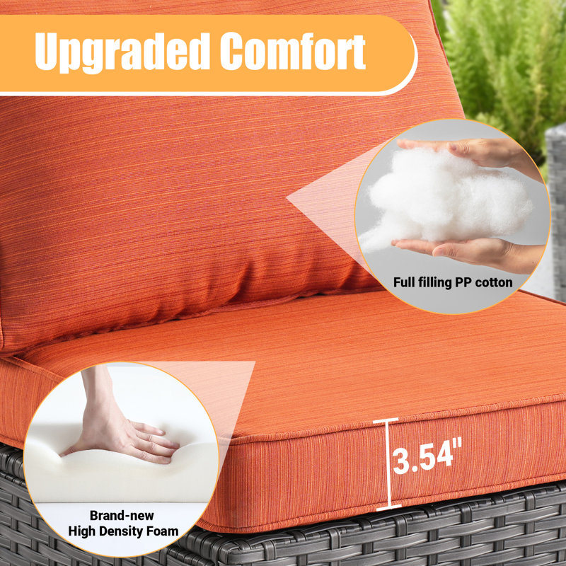 Kiontae 6 - Person Patio Conversation Sets with Cushions, Orange Red