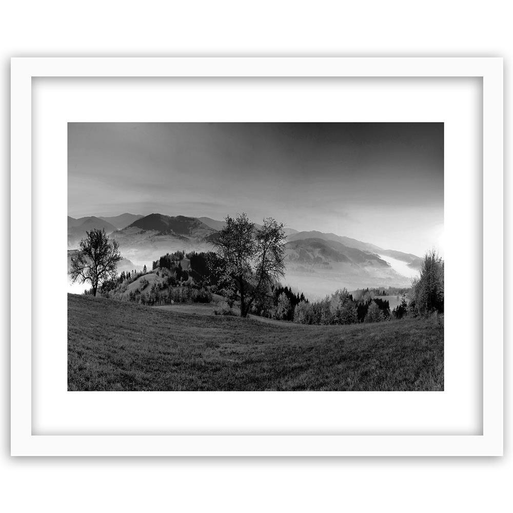 Gerahmter Fotodruck Hügel mit Herbstbäumen 2