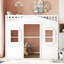 Lit mezzanine double en blanc - soins artisanaux en bois massif assurant une bonne nuit de sommeil-518472413-518472410