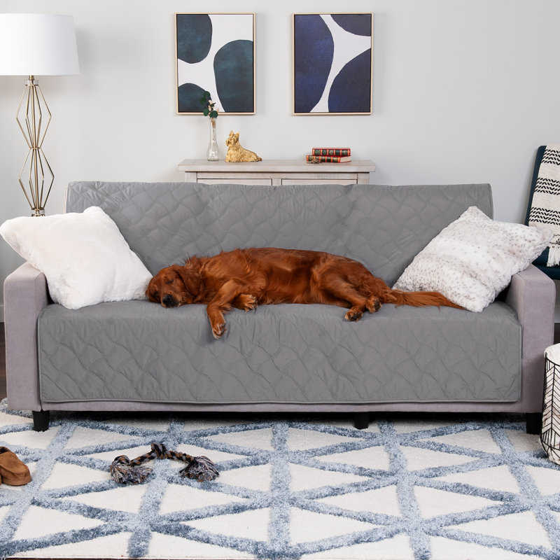 Quilted Twill Waterproof Bed Protector, Gray, 96" x 82"