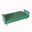 Un canapé-lit de 69,7 pouces de long recouvert de velours vert, doté d'une garniture cloutée et d'un coussin décoratif assorti