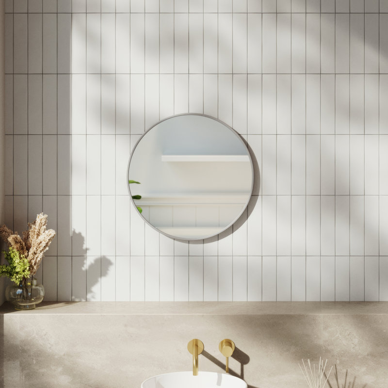 Nordic Style Round Wall Mounted Bathroom Mirror, 40cm x 40cm, White