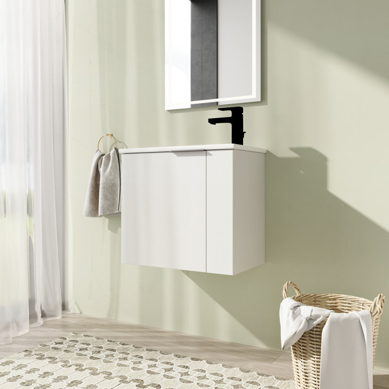 Meuble-lavabo mural simple 13 po avec comptoir en céramique