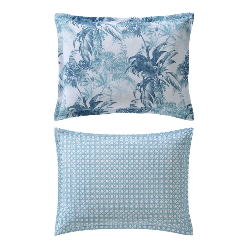Tommy Bahama Legacy Palms Cotton Reversible Blue Comforter Set, Queen Comforter + 2 Standard Pillow Shams