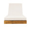 Spacieuse chaise longue de patio en bois d'acacia avec coussin crème, finition teck