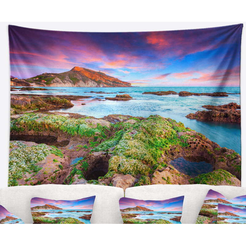 Tapisserie à coucher de soleil à ressorts giallonardo beach shore, H 68 po x l 80 po