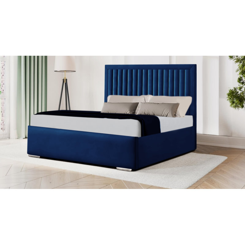 Anarae Upholstered Bed, Double (4'6), Royal Blue