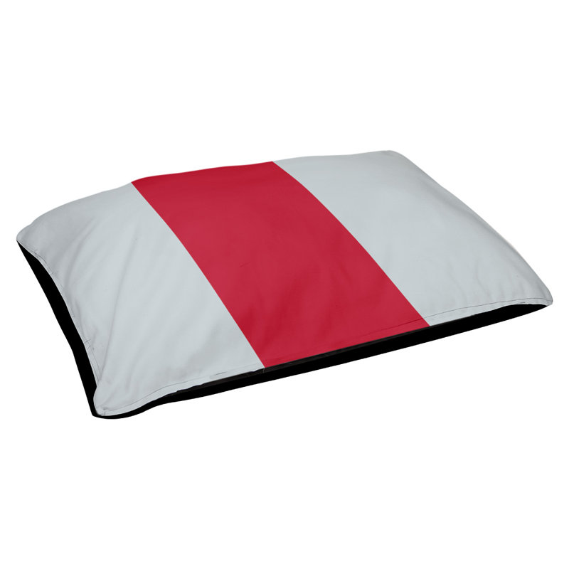 Oreiller Maryland, Moyen (l 28 po x P 18 po x H 9,5 po), Argent / rouge / argent