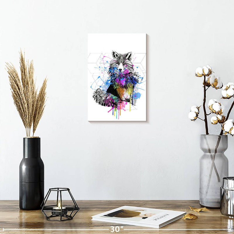 Illustration d'un renard, H 12 po x l 8 po