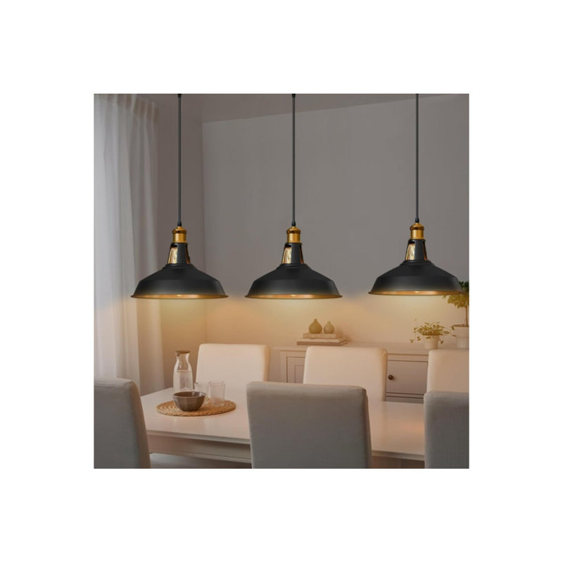 Annesa 1-Light Pendant –Black Inner Gold Industrial Modern Ceiling Light by Borough Wharf, No