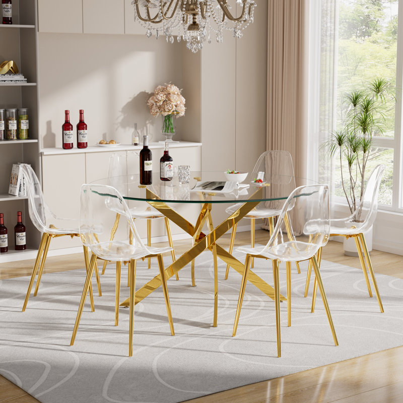 Ensemble repas rond, Or, H 29,5 po x L 47 po x l 47 po