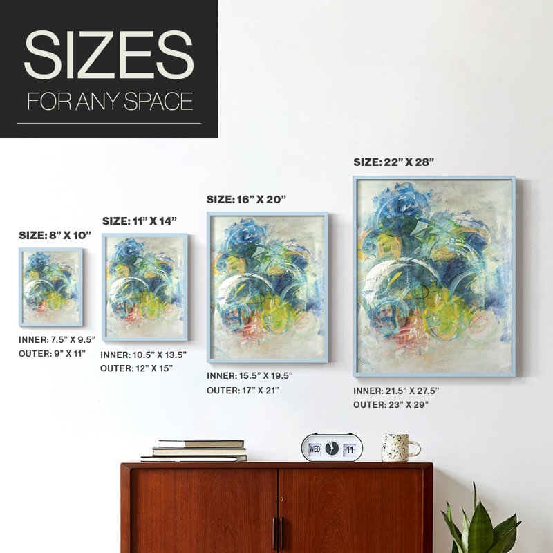 «Silent Energy I», reproduction encadrée - bois massif, Cadre simple bleu, H 10 po x l 8 po