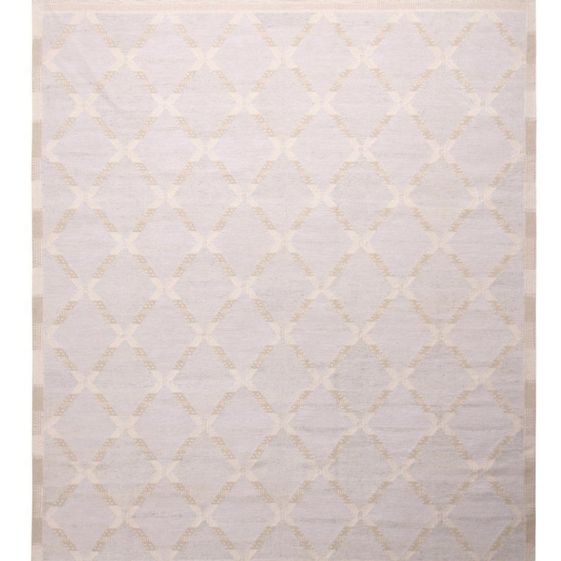 Rug & Kilim’S Scandinavian Beige Gray And Blue Natural Wool Rug, Rectangle 10' x 14'