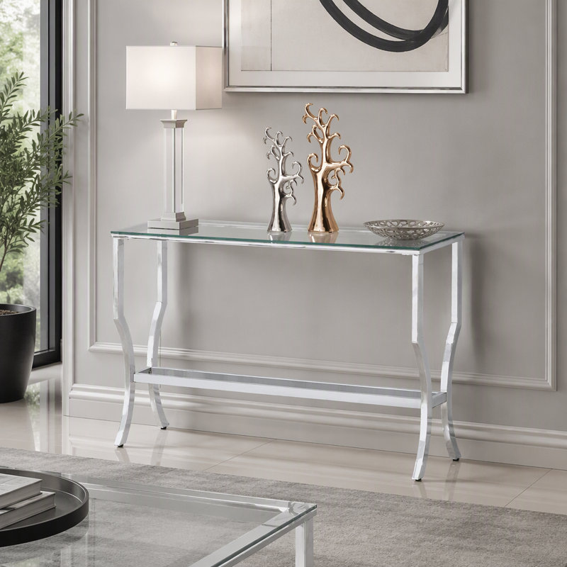 Glass Top Metal Console Table