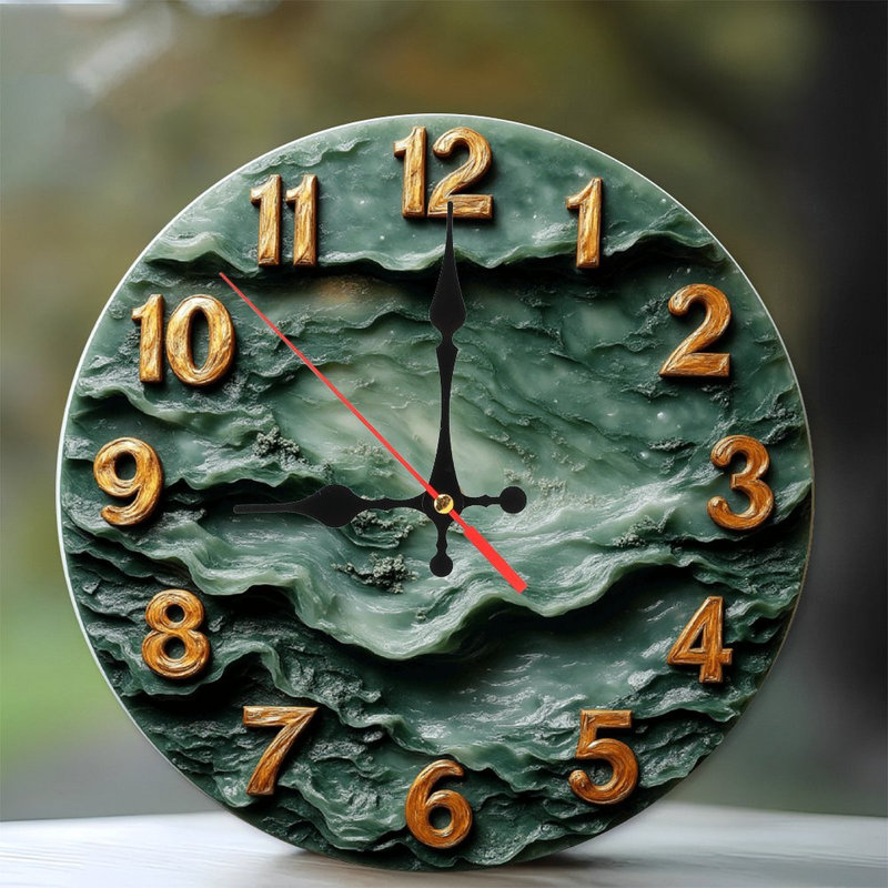 Ocean Wave Textured Wall Clock Gold Numbers