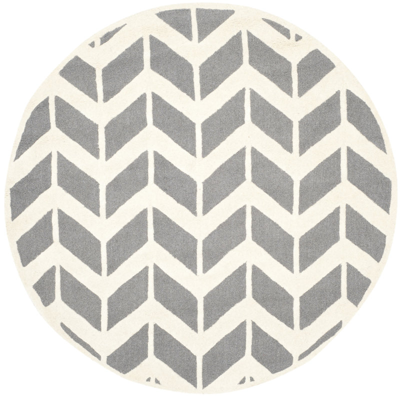 Ellicott Hand Tufted Wool Chevron Rug, Round 6'