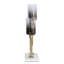 Porte-bougie Vinie, design rétro à 3 bras, métal doré, verre noir 17 pouces