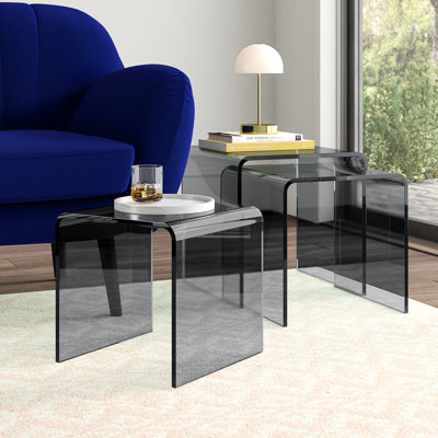 Mariana Glass Top Sled Nesting Tables