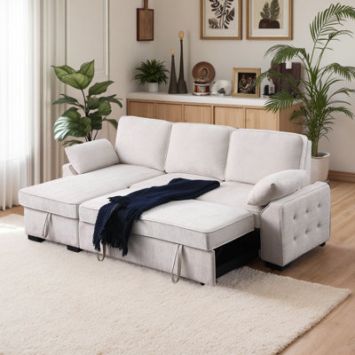 Canapé-lit modulaire coulissant 81,5 po avec méridienne réversible, 5 coussins de dossier et 2 coussins décoratifs